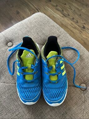 adidas Kids Bright Blue & Lime Athletic Sneakers